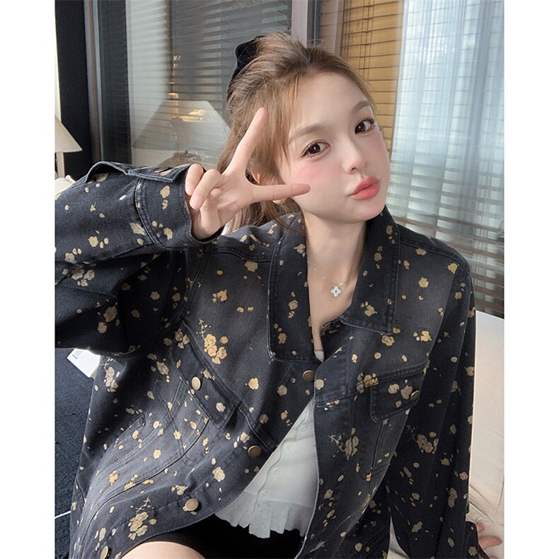 已做货25春【新品】牛仔印花短款外套S010-P140-K198,女装短外套,2C305
