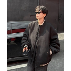 毛呢夹克男冬季潮牌高级感短款棉衣外套宽松复古棒球服W6274-P75，男装夹克，星座412-2