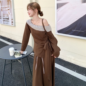 韩版显瘦长袖上衣半身裙两件套女2025春秋季新款百搭收腰气质套装图片