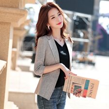 时尚潮流舒适西装修身2021年秋季七分袖优雅气质，女装西装，阿菲诺依