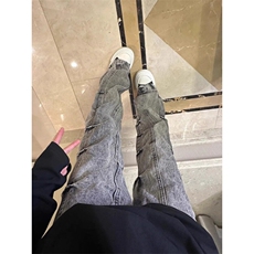 水洗复古牛仔裤男秋冬季加绒加厚美式潮牌褶皱设计感宽松直筒裤子，男装牛仔裤，星座1007（原301D）
