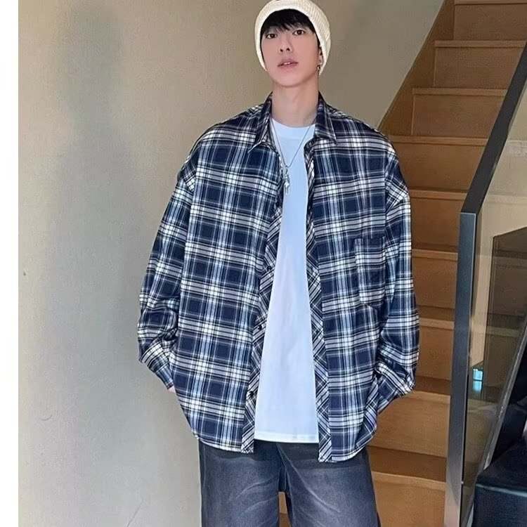 衬衫男女慵懒风复古开衫薄款上衣春秋季情侣休闲打底衬衣CSX02图片
