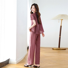 醋酸舒适时尚套装女2025夏季爆款小个子洋气减龄显瘦休闲两件套潮，女装大码女装，梦依杭