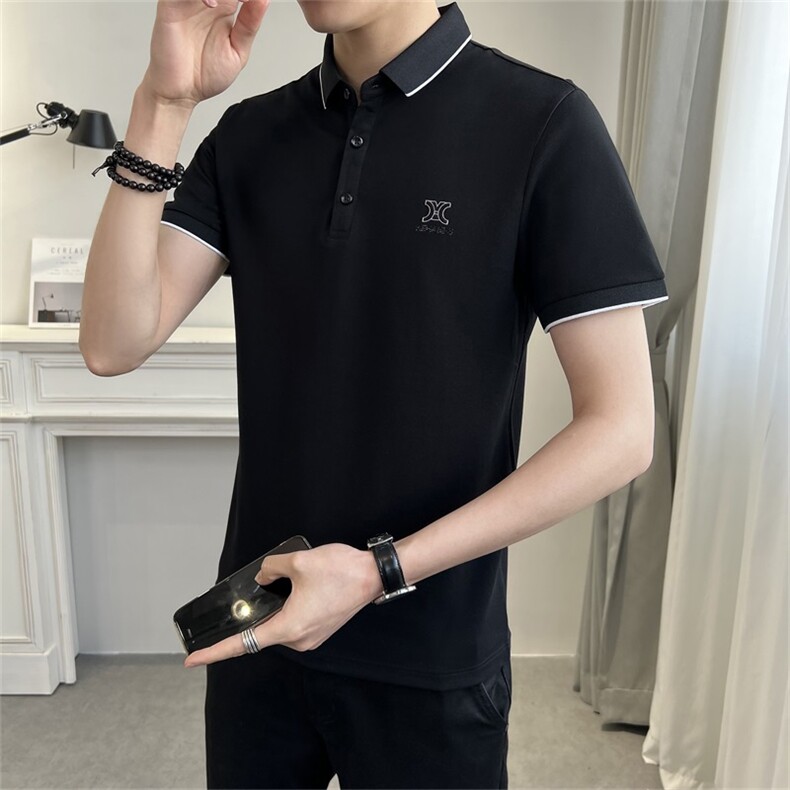 夏季新款高品质男士纯色短袖T恤休闲百搭刺绣POLO衫 T2306-P50图片