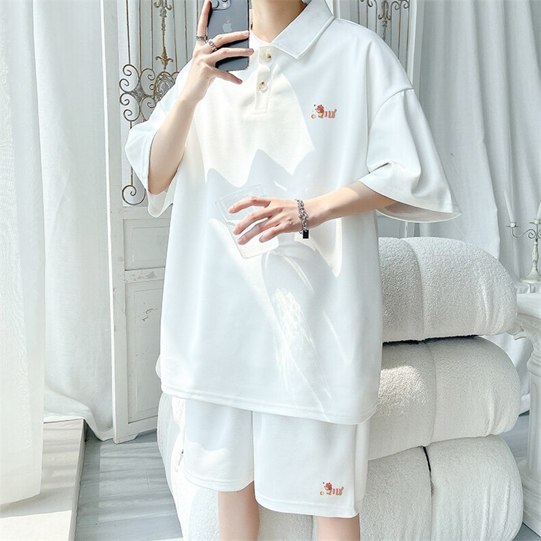 polo衫潮情侣短袖套装T3672上衣特P31控59-DK8633裤子特P26控49,男装Polo衫,电商A007