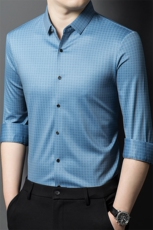 R-QW1103男士秋季新款长袖衬衣青年男式商务休闲无痕衬衫，男装衬衫，电商B360