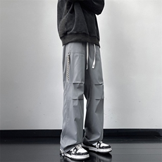 港风秋冬款男休闲裤抽绳长带装饰抽绳束脚长裤H086P40，男装休闲裤，星座1013-1