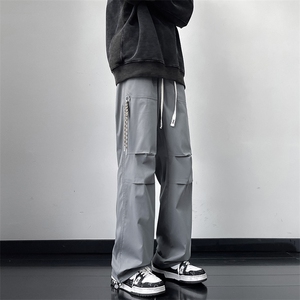 港风秋冬款男休闲裤抽绳长带装饰抽绳束脚长裤H086 P40图片