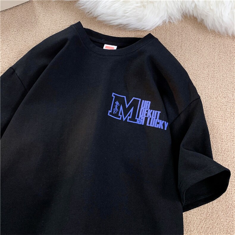 重磅260克简约个性发泡字母印花宽松圆领短袖T恤A334-TX27-30，男装T恤，电商B339(原A334）