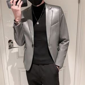 秋冬社会小伙皮衣夹克西装单西修身 西服 A236-XZ-161-P130图片