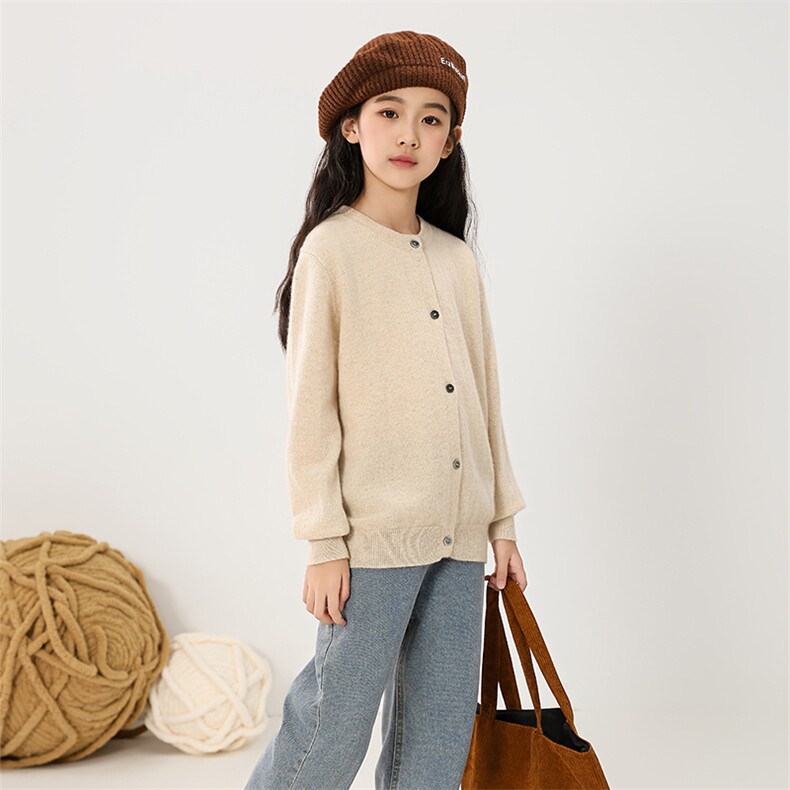 儿童秋冬季新款针织羊绒羊绒开衫加背心套装儿童保暖上衣，童装休闲套装，魁星羊绒