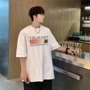 港风条纹印花设计短袖T恤男DT77779P18块特价控38：供抖音视频图片