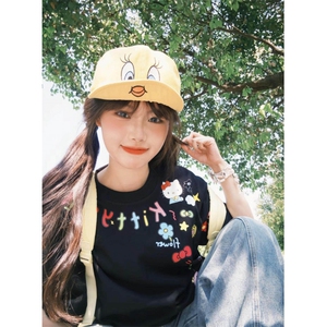 H0721-P30宽松休闲2026新款夏季短袖印花t恤女图片