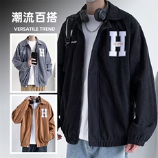 灯芯绒外套男秋季美式复古休闲翻领夹克ins潮牌宽松上衣JK08-P60，男装夹克，星座310B-1