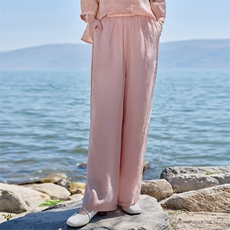 2026年春夏季阔腿裤文艺风中腰苎麻通用，女装休闲裤，江南依恋