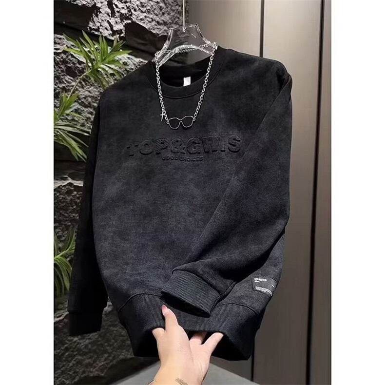 W10409-P43 网图现货 潮牌卫衣圆领套头休闲潮流上衣 加绒批45图片