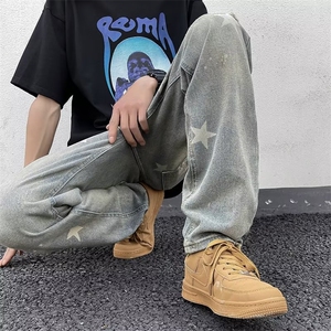 美式vibe裤子高街水洗牛仔裤男设计感小众拉链裤K766P40图片