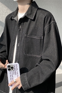 美式复古丹宁长袖牛仔衣水洗翻领衬衫牛仔外套男春秋潮牌CS29013图片