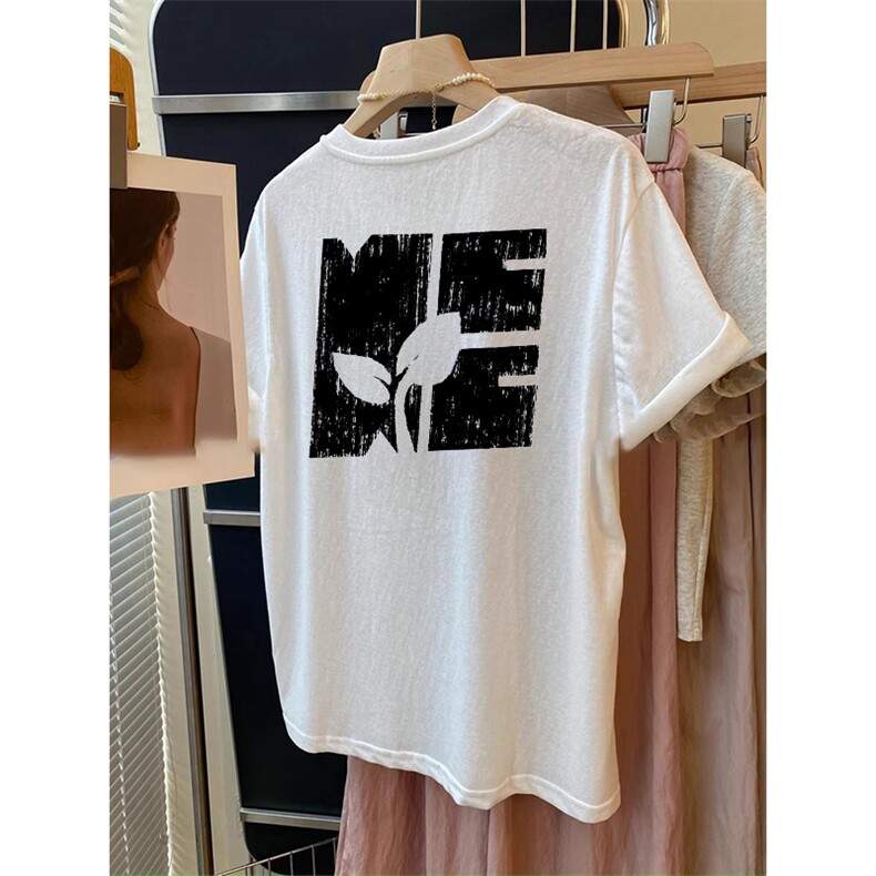 M304-P25 手绘字母花朵 男女款纯棉短袖 夏季情侣款图片