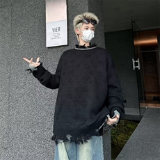 大码宽松慵懒风仿水貂绒毛衣2025秋冬新款中长款打底针织衫加厚，男装T恤，星座813-2