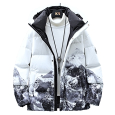 现货仓库桥园路连帽轻薄学生雪山渐变色情侣白鸭绒羽绒服外套，男装羽绒服，星座301D-5(原星座1415）