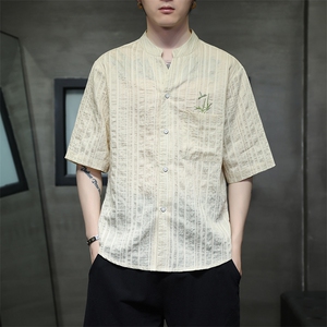 新中式风潮T恤短袖民族服饰刺绣汉服时尚天丝透气T2420-P65图片