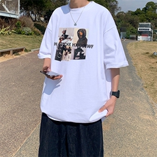 男圆领T恤纯棉五分袖宽松短袖T170P28，男装T恤，星座1116-2
