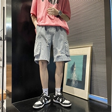 高街牛仔短裤男夏工装五分裤N24P38，男装牛仔裤，星座1116-2