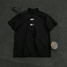 CS06-P50高街款黑墙风男女宽松短袖衬衫夏季半袖寸衫开衫上衣，男装衬衫，电商B327