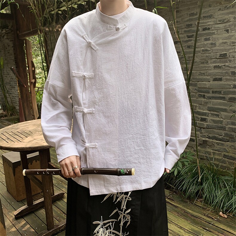 现货风春秋新款棉麻复古盘口长袖落肩衬衫中式唐装CS11-P60,男装衬衫,星座217-4