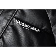 鳄鱼纹印花设计大码M-5XL手塞棉夹克PU皮棉服外套男8507P120控158，男装夹克，星座227-7
