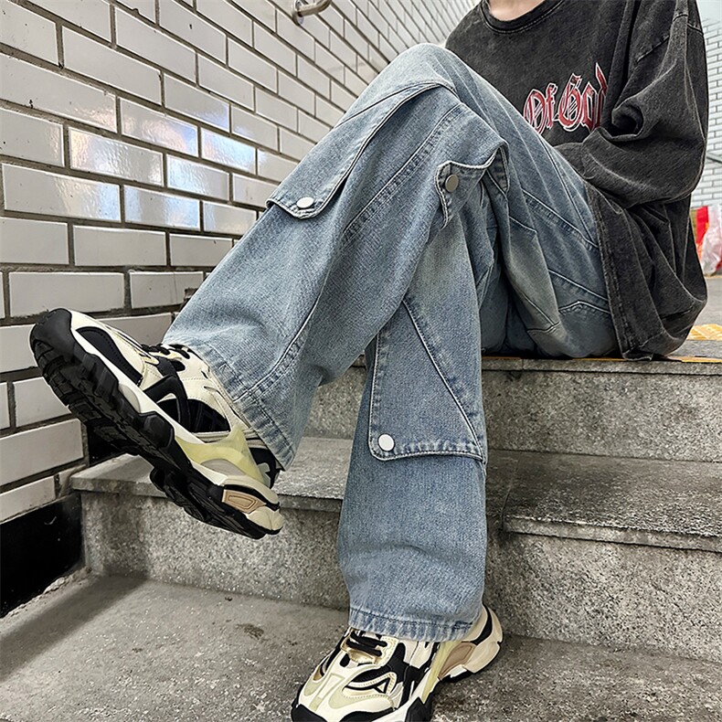牛仔裤男款男生宽松直筒休闲长裤男士潮牌N0737-P55,男装牛仔裤,星座308B-1