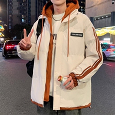 加厚拼色假两件连帽棉衣外套男士大码保暖棉服M2915特P75控108，男装棉衣，电商A001
