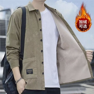 重磅工装衬衫男士冬季加绒加厚保暖工作服衬衣男装夹克外套