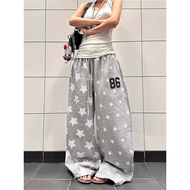 美式宽松卫裤男女款五角星86弯刀裤P47YW34,男装休闲裤,星座1112-1
