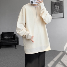 M~8XL半拉链华夫格宽松打底衫加肥加大码圆领长袖卫衣WY5102/P45，男装T恤，电商B238