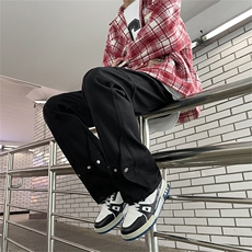 美式高街牛仔裤男韩版潮流暗黑个性帅2024冬季ins长裤RK1293-P43，男装牛仔裤，星座412-3