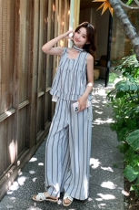 休闲气质条纹背心阔腿裤套装女夏2025新款两件套爆款高级感超好看，女装套装/套裙，浙宝276（原081）