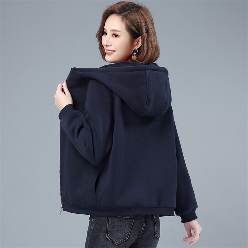 拉链卫衣外套女长袖2024春秋季新款韩版宽松妈妈短款薄款连帽开衫，女装卫衣/绒衫，3200格调