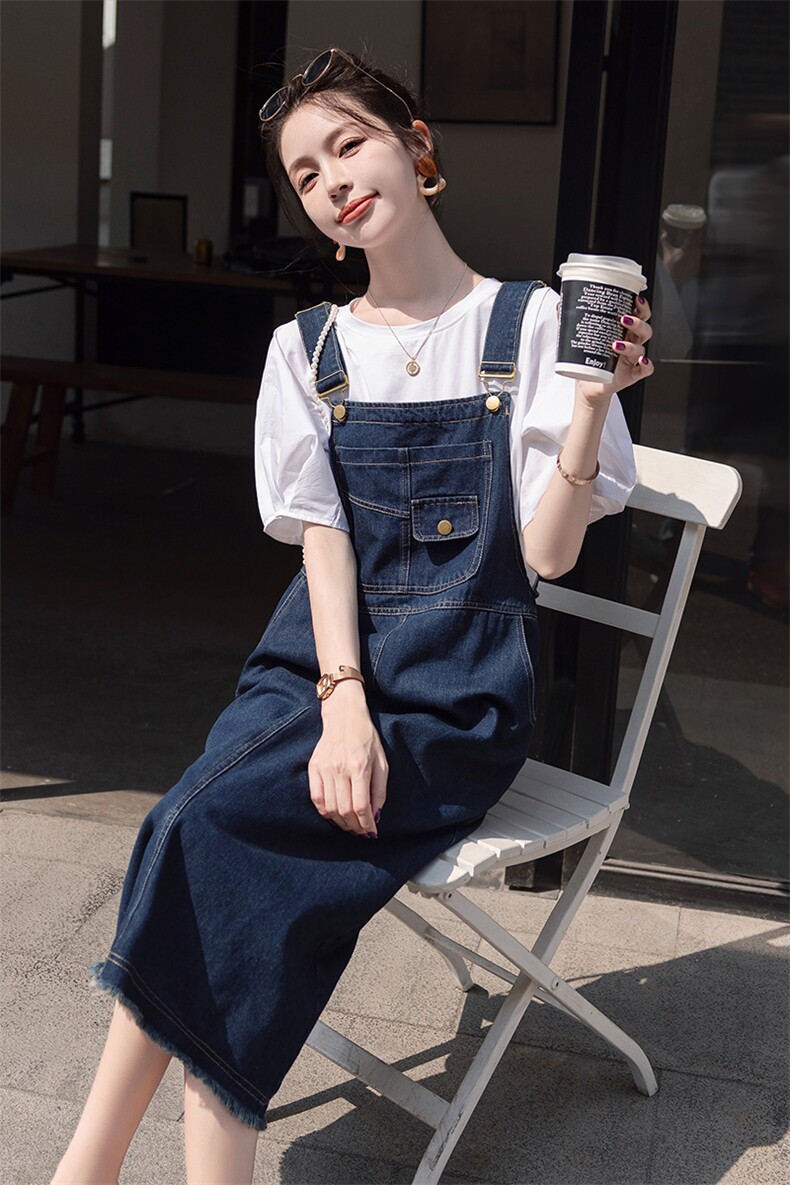 连衣裙套装女薄款减龄2025夏新款小个子两件套宽松a字牛仔背带裙,女装套装/套裙,慧尚依恋