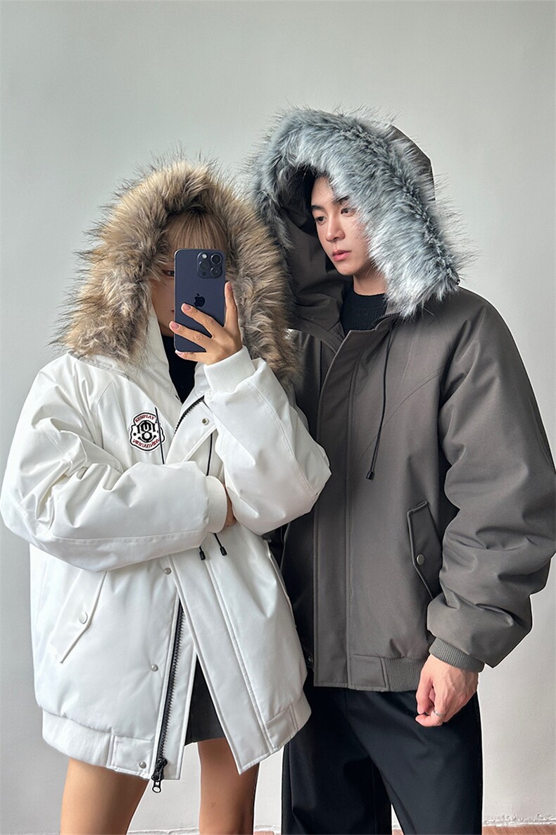 夹棉加厚棉衣烫花可拆卸毛领情侣工装派克服DT53085-TP120208,男装棉衣,电商A102