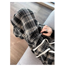 AK2380-p40黑灰格子裤显瘦休闲裤女夏季遛弯裤春秋，女装休闲裤，星座617A-2