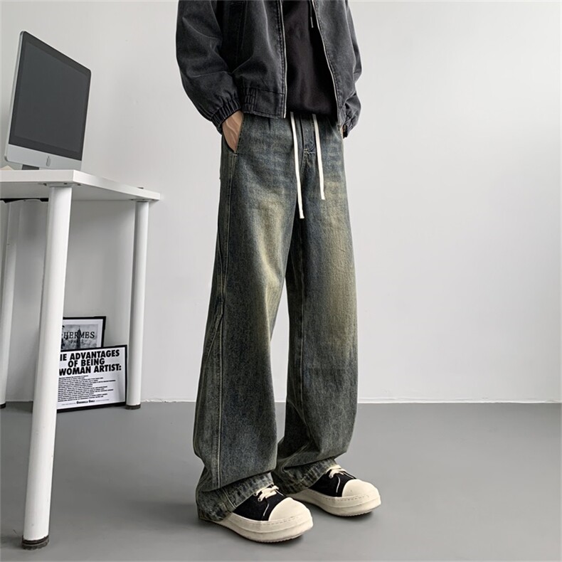 【主推现货S-4XL】水洗直筒牛仔裤男宽松长裤A080-8206-P65控88,男装牛仔裤,电商A080