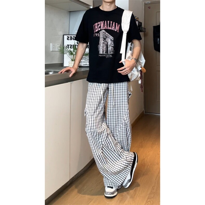 经典宽松条纹格子休闲裤，休闲百搭A061-AX01579-特P40-视频截图,男装休闲裤,电商A061