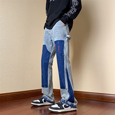 B221美式ins高街小众男女情侣款喷墨修身牛仔裤LK22084-P70控98，男装牛仔裤，电商B221