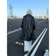 现货PY1101-P118控158美式复古宽松暗黑中长款PU皮西装皮风衣，男装风衣，电商A059