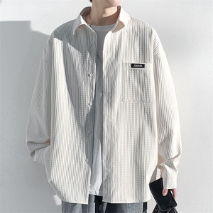 25秋款港风高级感时尚长袖衬衫男潮流贴标翻领衬衣外套C811-P55图片