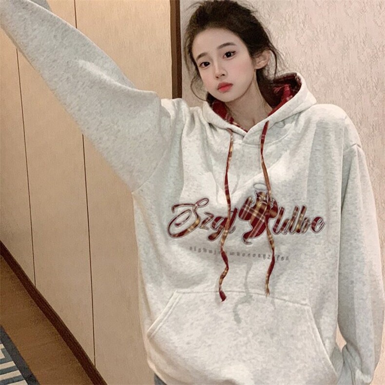 EE154-P75纯棉华棉加绒加厚连帽字母刺绣保暖卫衣上衣女,男装卫衣,星座911-3