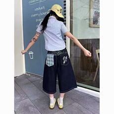 AK2298-P50美式复古辣妹街头夏季牛仔七分裤百搭阔腿短裤，女装休闲裤，星座617A-2