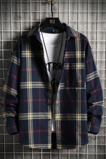 男士格子长袖衬衫宽松潮流日系上衣服外套DF01T，男装衬衫，电商A102